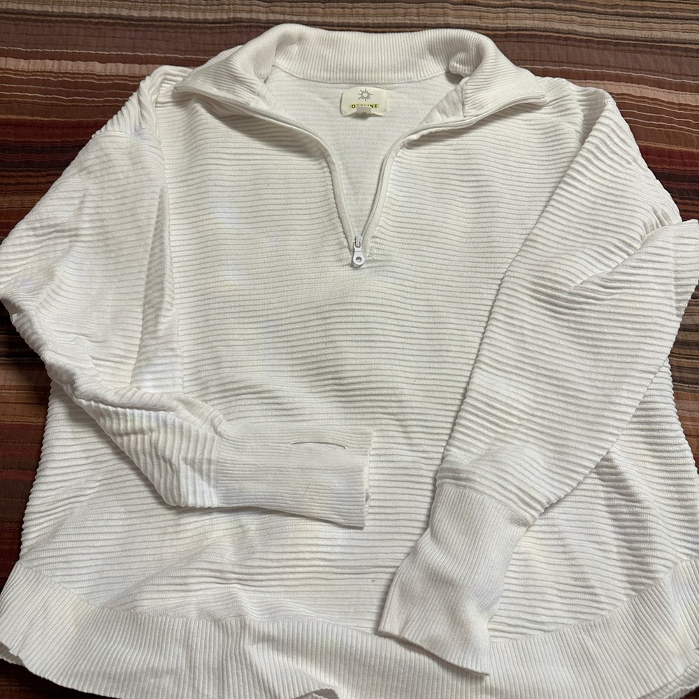 Aerie White Quarter-Zip Pullover